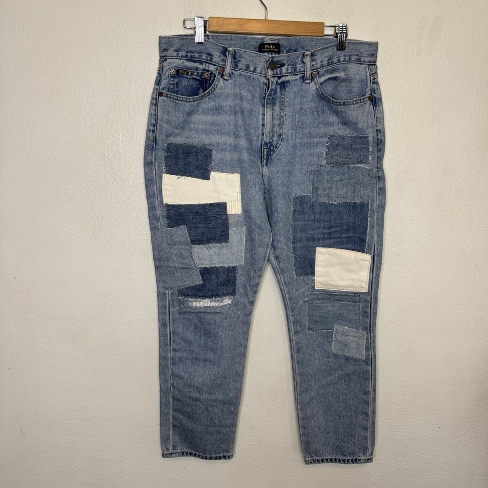 👖💙 Polo by Ralph Lauren Light Blue Patchwork Boyfriend Jeans 🤍✨